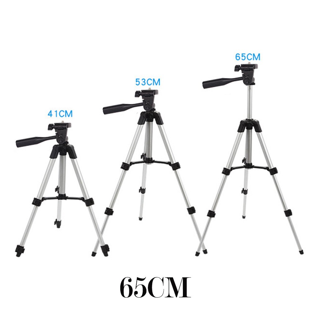 65/110CM alliage d'aluminium télescopique triangle support pour téléphone intelligent 360 ° caméra vidéo Action caméras en plein air tir en direct: 65CM