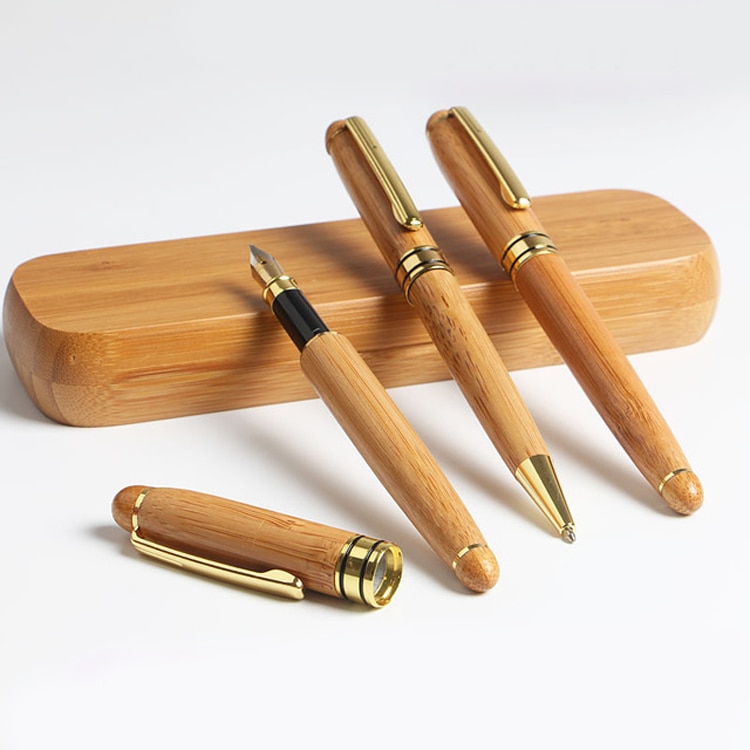 Natuurlijke bamboe vulpennen kalligrafie inkt pen Kantoor accessoires business vulpennen handtekening pen Briefpapier
