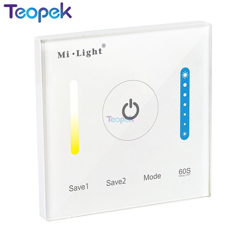Miboxer smart led touch panel controller  p1 p2 p3 til rgb rgbw rgb+cct / dobbelt hvid / enkelt farve led belysning  dc12-24v 15a: P2 cct