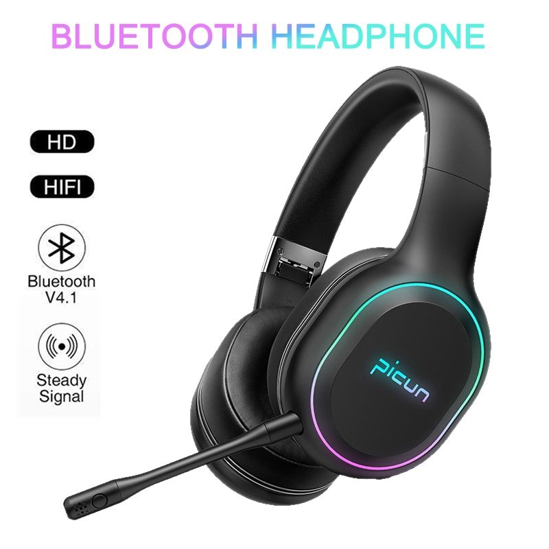 Picun P80S Bluetooth Wireless & Wired Oortelefoon Gaming Hifi Led Licht Sterke Bas Stereo Headset Met Microfoon Mobiele Games Hoofdtelefoon