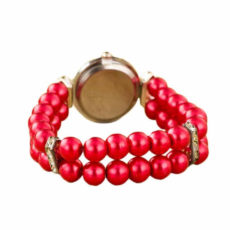 Newly Women Girl's Brand Pearl Beads Quartz Bracelet Watch Gofuly woman watch