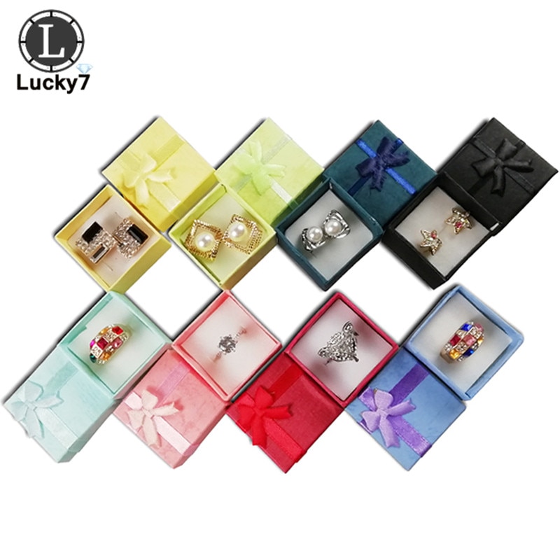 48pcs/lot Jewelry Box, Multi colors Rings Box, Jewelry Packaging Earrings Holder Case 4*4*3CM