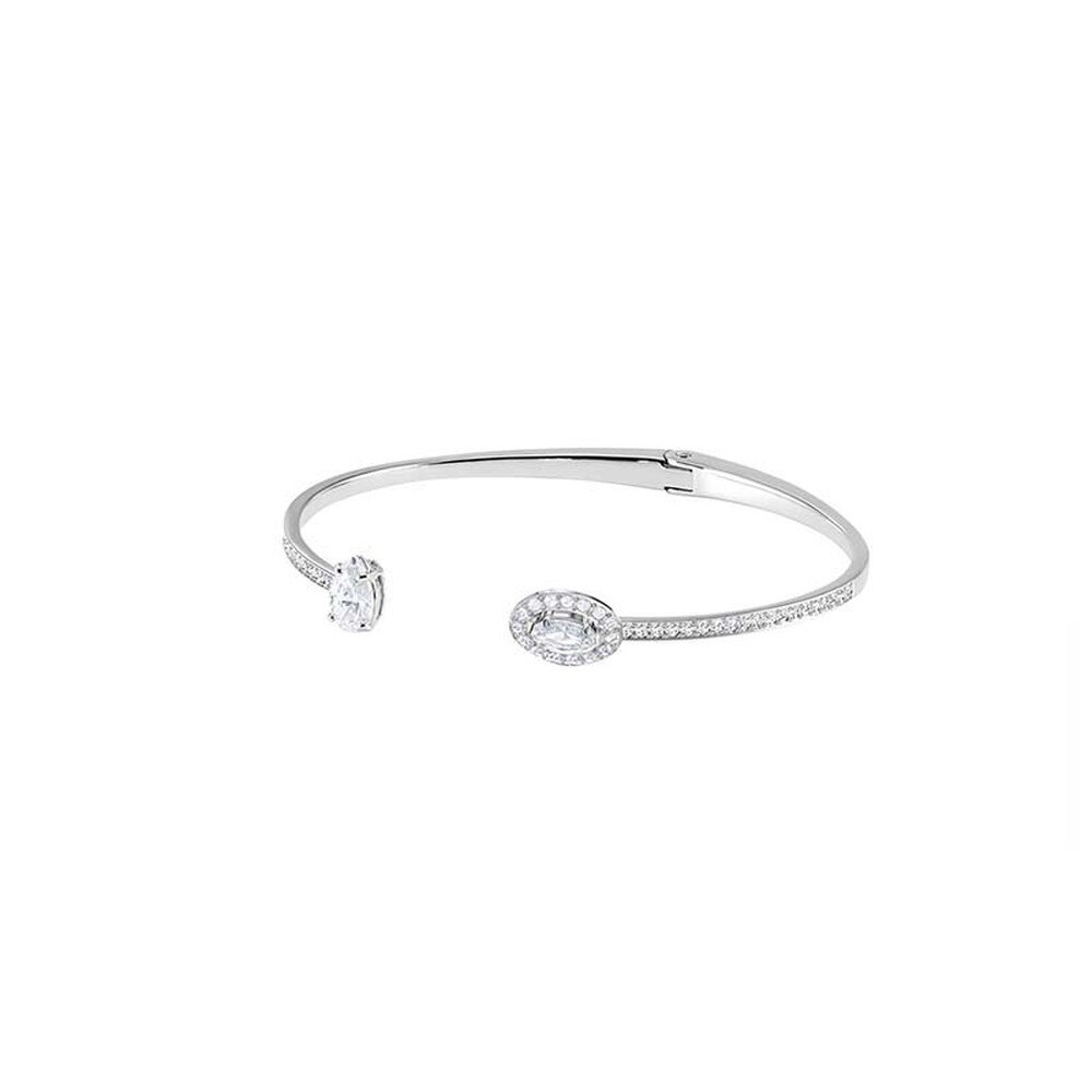 Jewelry SWA1:1, Simple Charm Feather Moon Geometric Crystal Open Bangles For Women
