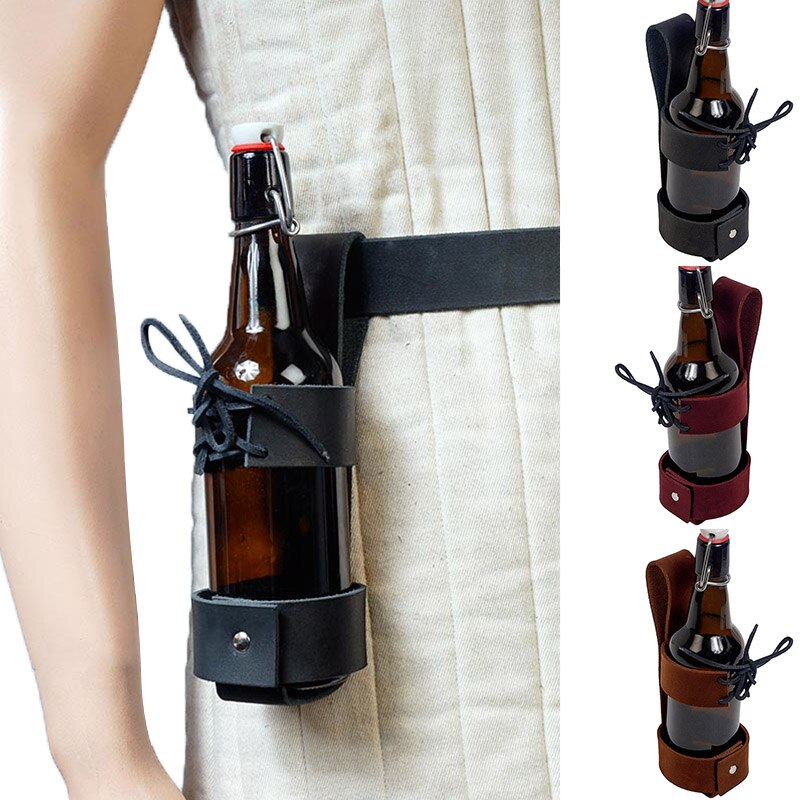 Steampunk Lederen Bierfles Holster Viking Kolf Mok Riem Pouch Carry Wijn Water Bekerhouder Drink Kan Caddy Bag Larp accessoire