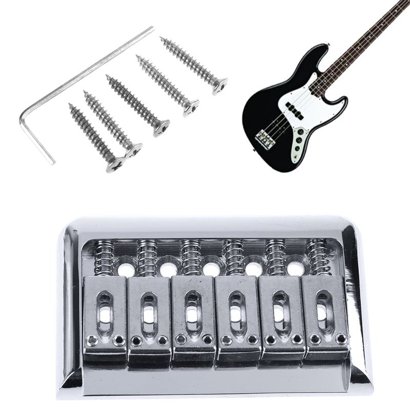 Chrome FIXED HardTail 6 String ELECTRIC GUITAR BRIDGE TAILPIECE & Wrench Metal