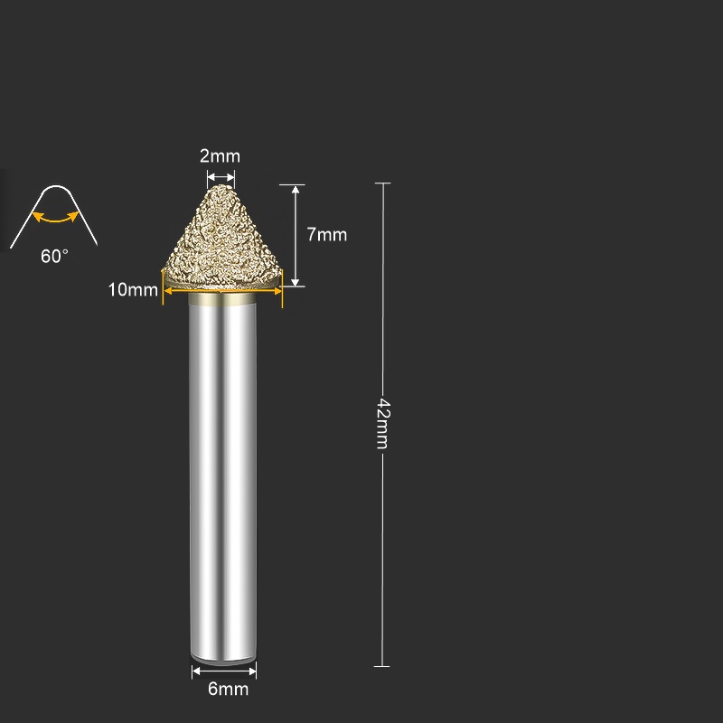 1 st. cnc-slipmaskin i solid hårdmetall med diamantsten för marmor, blåsten och sandsten, konskärare i bottenrelief: 27mm