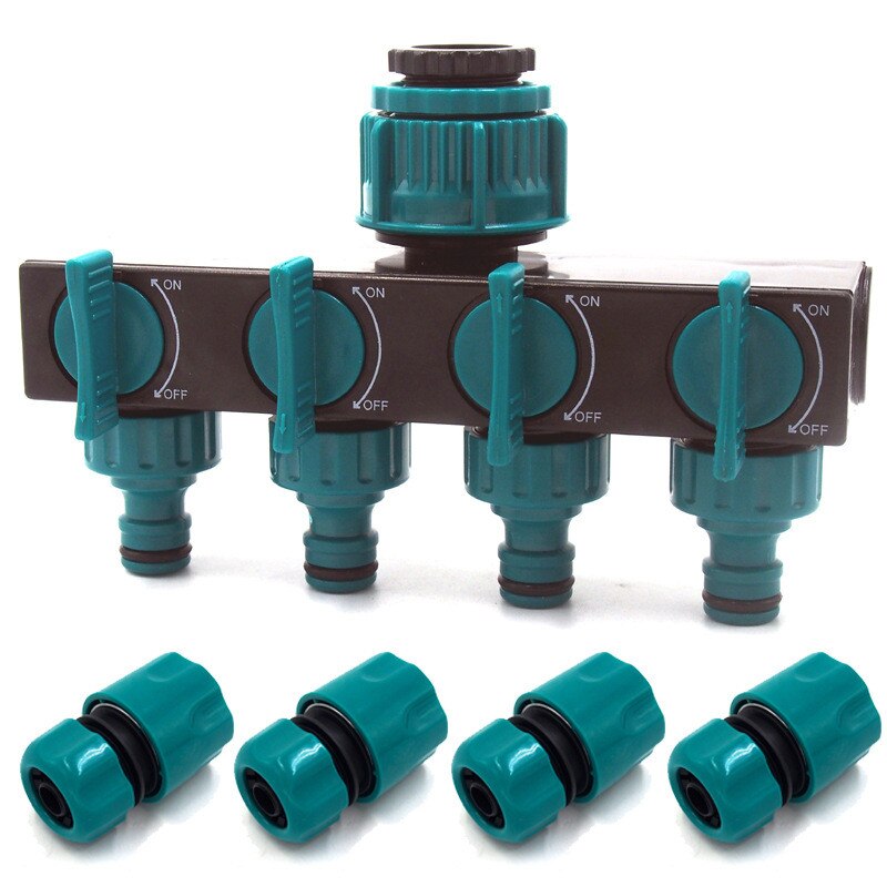 Tuinberegening 4- -weg kraan slangverdeler druppelslangkoppelingen buisconnector irrigatieset waterleidingkoppelstuk kraanaansluitingen 1 set