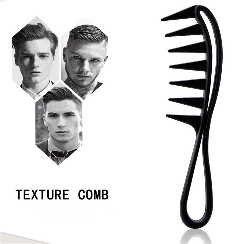 Mango de agarre de dientes grandes para hombre peine de pelo rizado, peine para la espalda, peine de aceite para Barba, conjunto de Dientes anchos de peluquería,