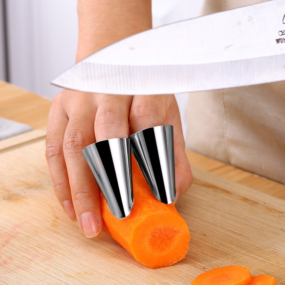 1 Uds protección para dedo mano Protector de cuchillo dedo herramienta de protección de acero inoxidable herramientas de cocina