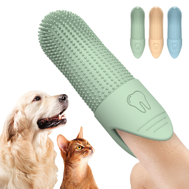 Escova de dentes para cães, 360 ° Escova de dentes de dedo de limpeza para cães, escova de dentes de dedo de cachorro de silicone de qualidade alimentar para cães e gatos cuidados dentários
