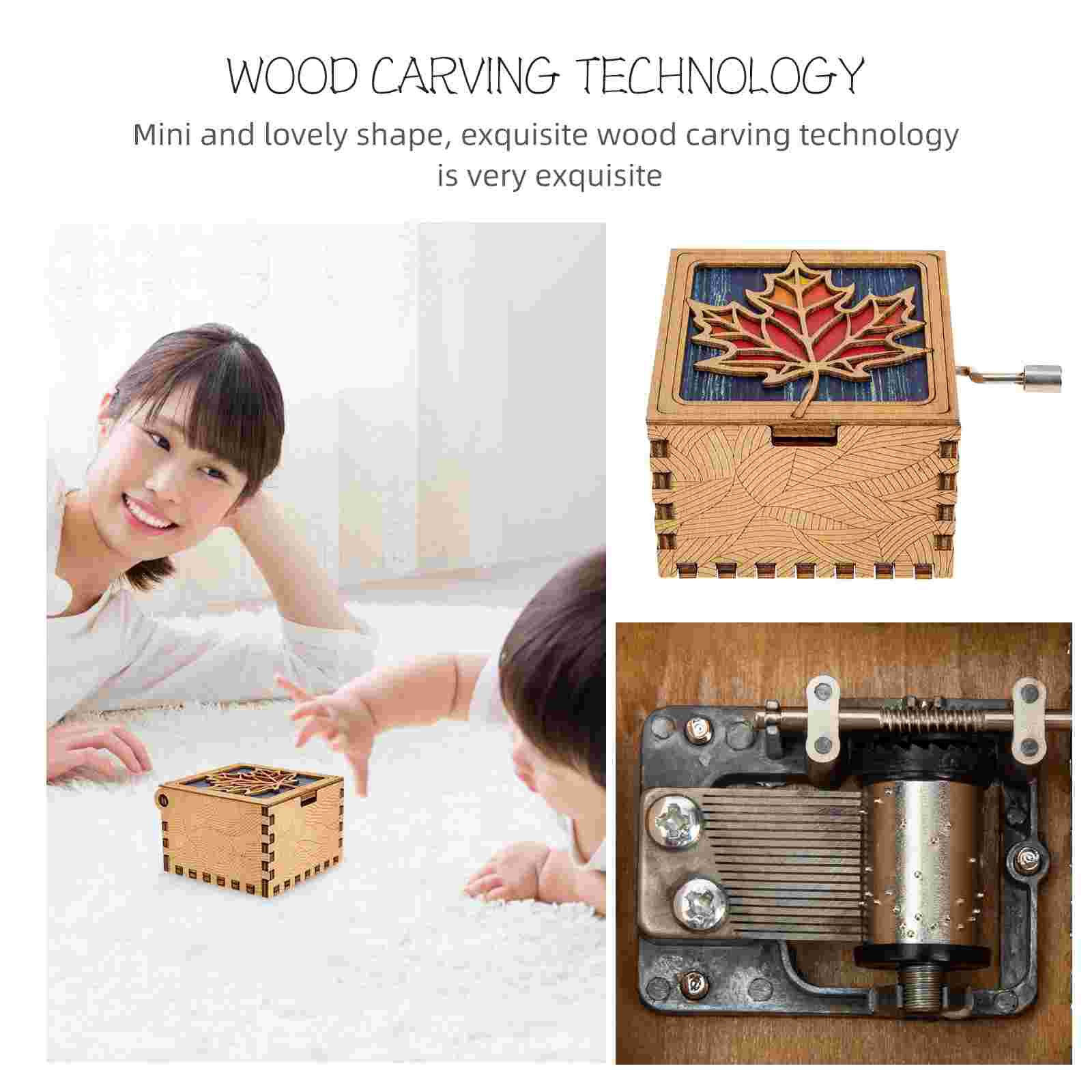 Caja Musical artesanal de madera, caja Musical Vintage, manivela creativa,