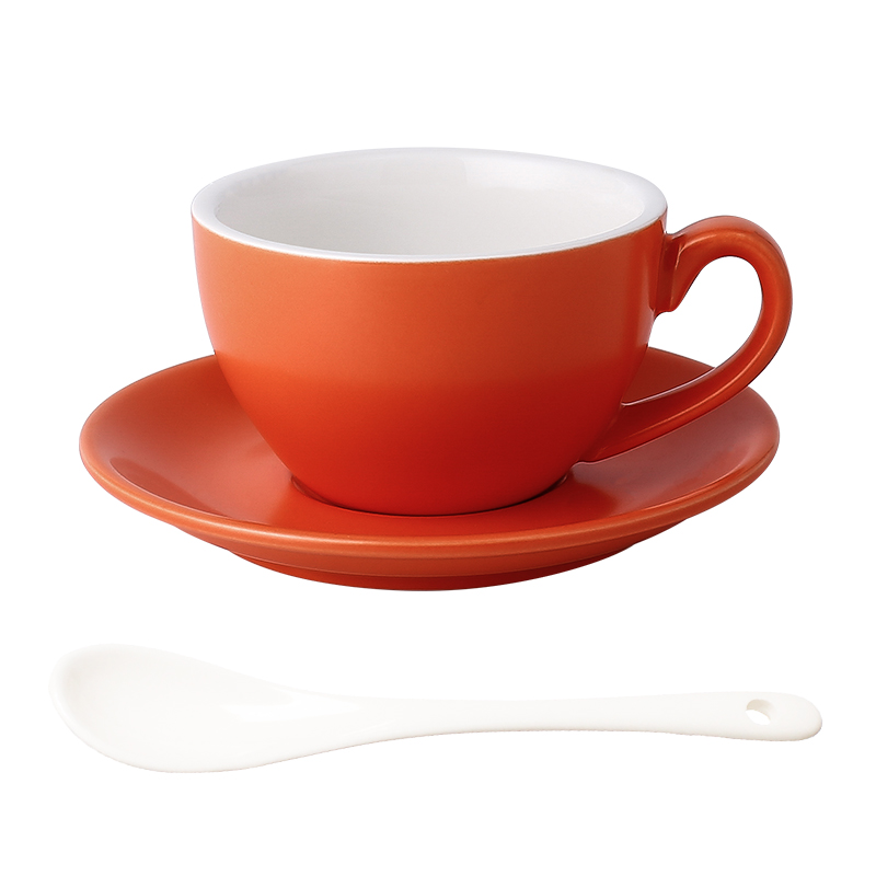 Simple Colorful Ceramic Office Home Coffee Cup And Saucer Set With Spoon Hotel Cafe Western Tea Restaurant Coffee Mugs: Matt orange
