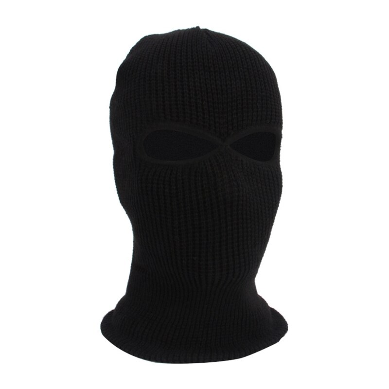 2-Hole Knit Ski Mask Balaclava Hat Winter Full Face Cover Neck Gaiter Beanie Cap: Black