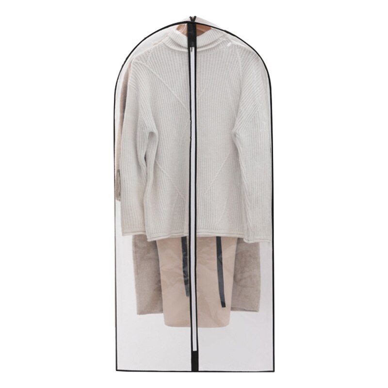 Hanging Garment Bag with Zipper Clothes Dress Suit Coat Clear Dust Cover Protection Storage Pouch Case Home Closet Organizer: White / L