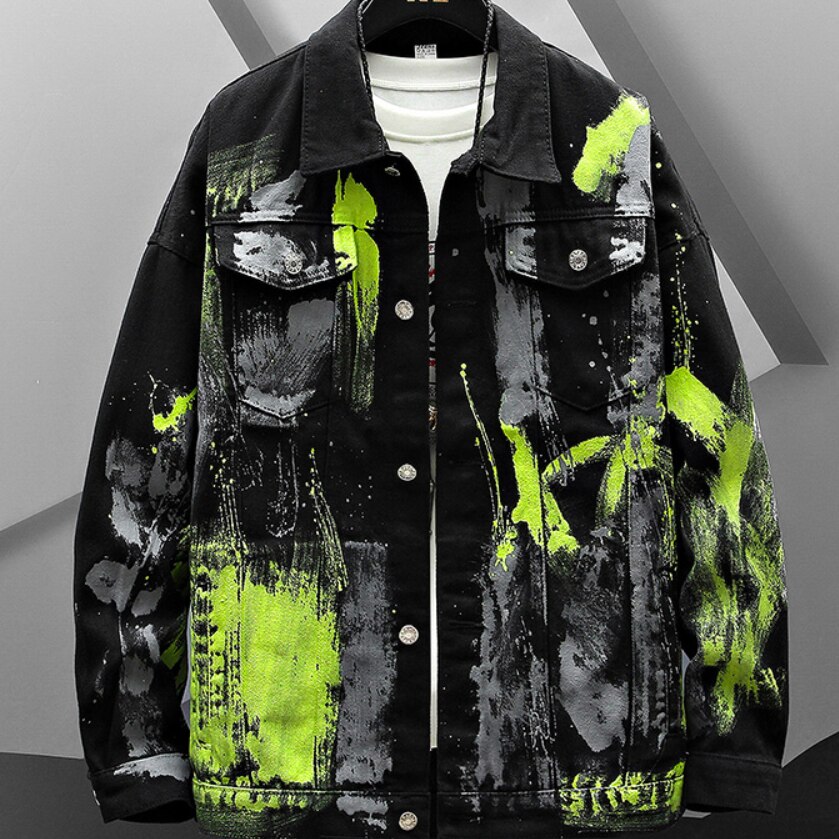 2022 nowa hip-hopowa nadrukowana moda jeansowa kurtka męska bawełna casualowe w stylu Streetwear krótki styl luźny dżins kurtka płaszcz mężczyźni kurtka wiosenna