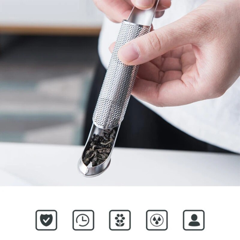 Stainless Steel Tea Diffuser 1/2pcs Strainer Stick Pipe Mesh Tea Filter Loose Leaf Strainers Tea Scoops Teaware