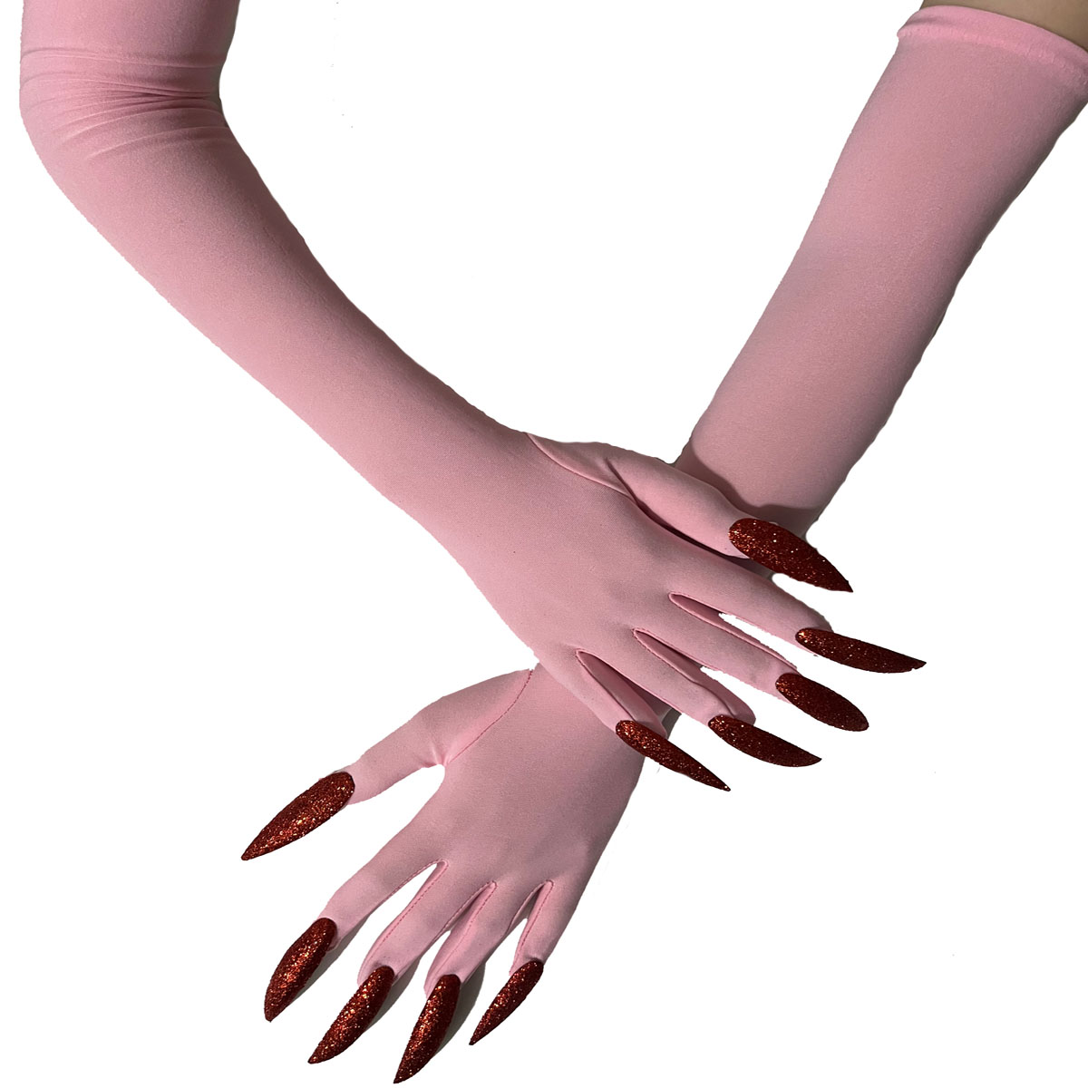 Coole Halloween Handschoenen Ghost Claw Dress Up Handschoenen Mode Rode Handschoenen Lange Nagels Cosplay Halloween Grappige Handschoenen C068: Watermelon Red