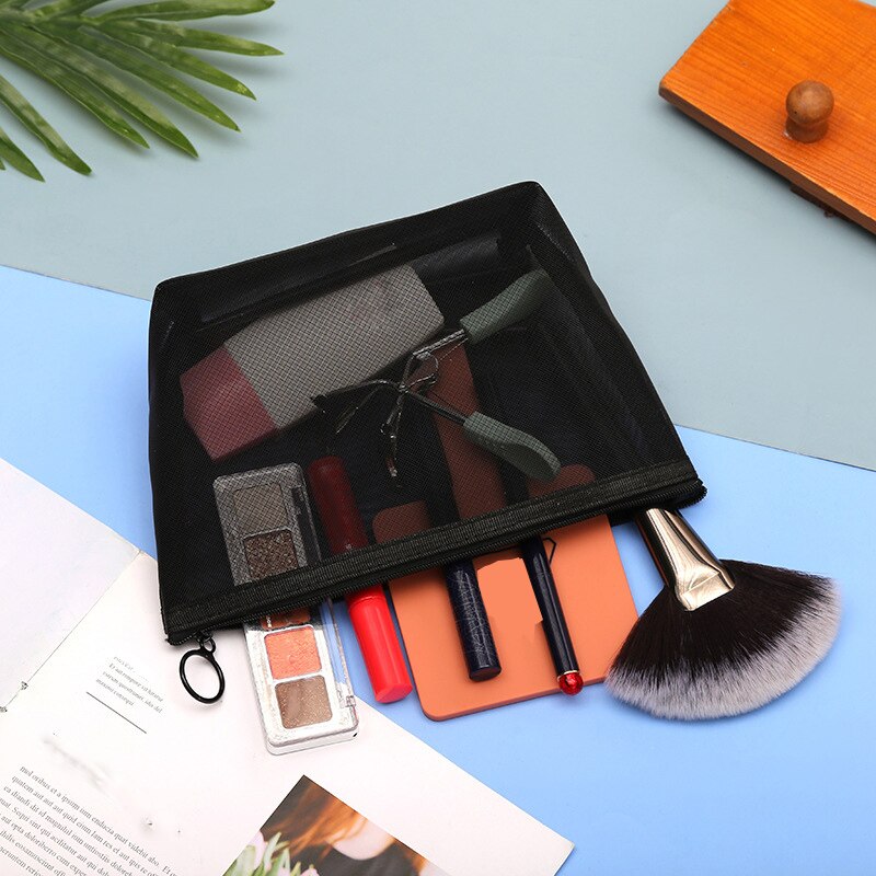Dámska sieťovaná kozmetická taštička cestovná priehľadná nuter make up organizér set taštička puzdro malé veľké čierne toaletné tašky