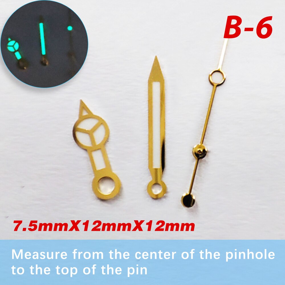 watch accessories, super bright green and blue watch hands, suitable forsuitable 8215，3804，8200，2813 movement pointer: B-6