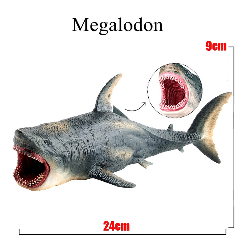Megalodon-förhistorisk haj havsutbildning djurfigur modell barnleksak