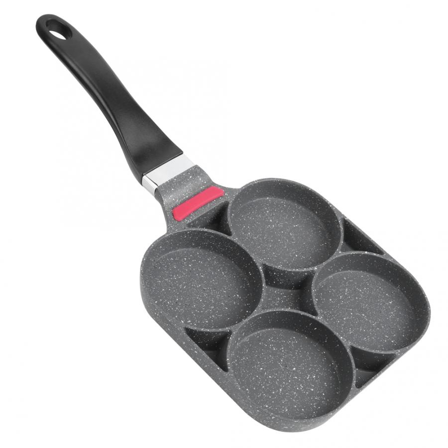 Viergats keuken ontbijt pannenkoekenpan aluminium koekenpan mal voor hamburger met handvat multifunctionele nons: A