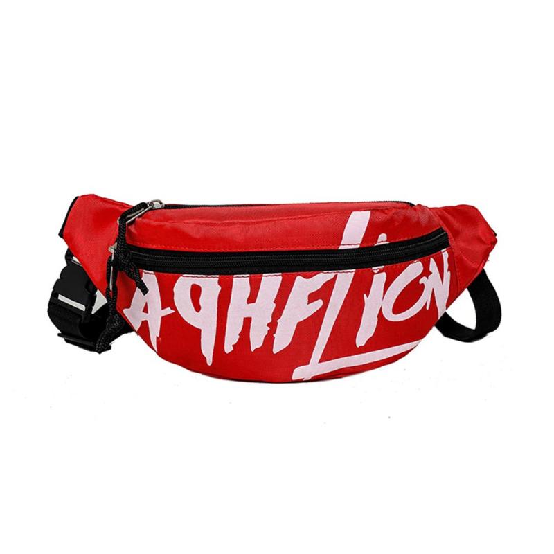 Frauen Männer lässig Taille Tasche Hüfte hüpfen unisex Nylon Crossbody Schulter Taille fanny Gürtel Pack knapp Drucken Wilden Brust taschen: rot