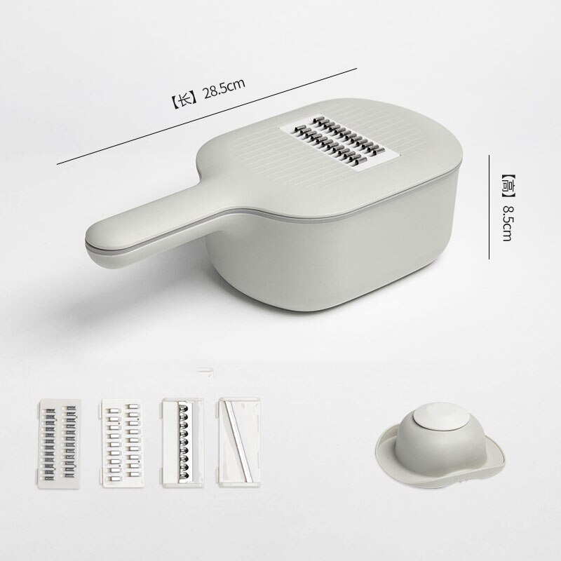 Vegetable Cutter with Steel Blade Mandoline Slicer Carrot Cheese Grater Potato Peeler Vegetable Slicer Kitchen Accessories Green: Gray