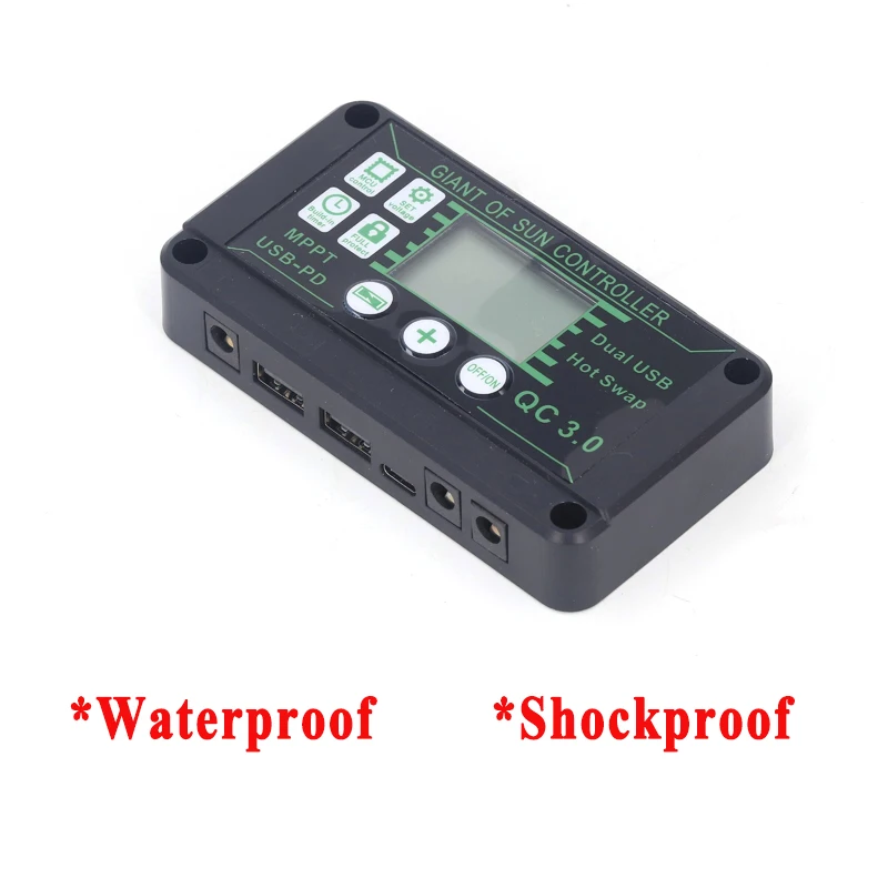 Controlador MPPT de carga Solar 100A 80A 60A 30A 10A, regulador de carga de Panel Solar de 12V/24V/50V con USB Dual con pantalla automática