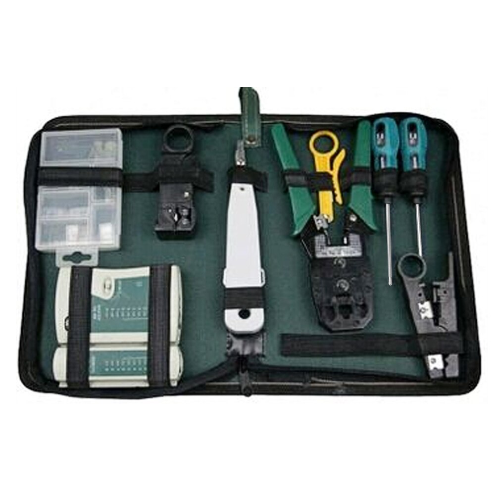 Besegad 10Pcs Computer Network Maintenance Repair Tool Kit LAN Cable Cable Tester Wire Stripper Screwdriver RJ45 Connector Tools
