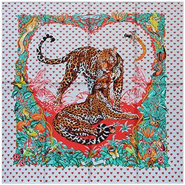 HuaJun 2 Store | | Attention coeur "Jungle Love" 90 foulard carré en soie sergé imprimé écharpe enroulée à la main: Default Title