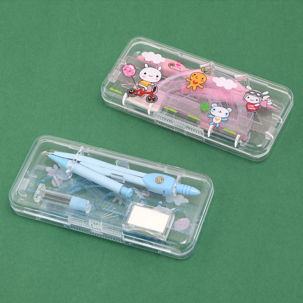 Cute Cartoons Drawing Compasses Math Compasses Set With Geometry Rulers Students Scribing Drafting Tools Stationery