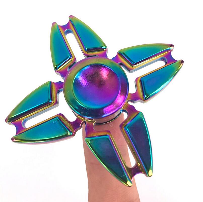 Rainbow Colorful Four Fidget Spinner Hand Spinner For Better Focus Reduce Autism ADHD Stress Toys With Box: crab4