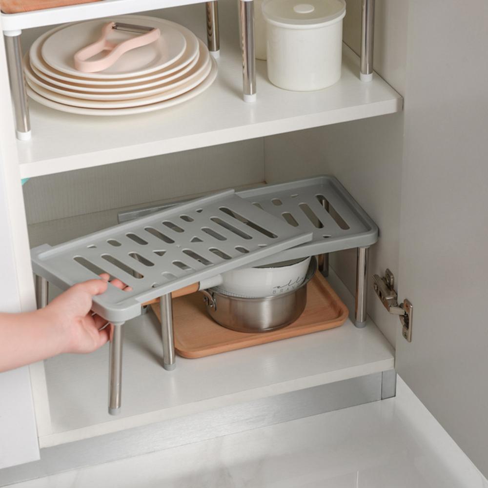 Retractable Shelf Stackable Sliding Rack Organizer Shelfs Kitchen Iron Storage Rack For Cabinets Tableware Countertops For Home