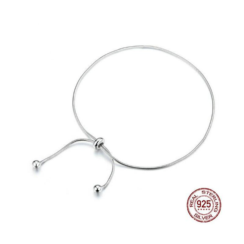 Cavigliera con ciondolo a forma di serpente regolabile in autentico argento Sterling 925 per gioielli minimalisti con bracciale da donna