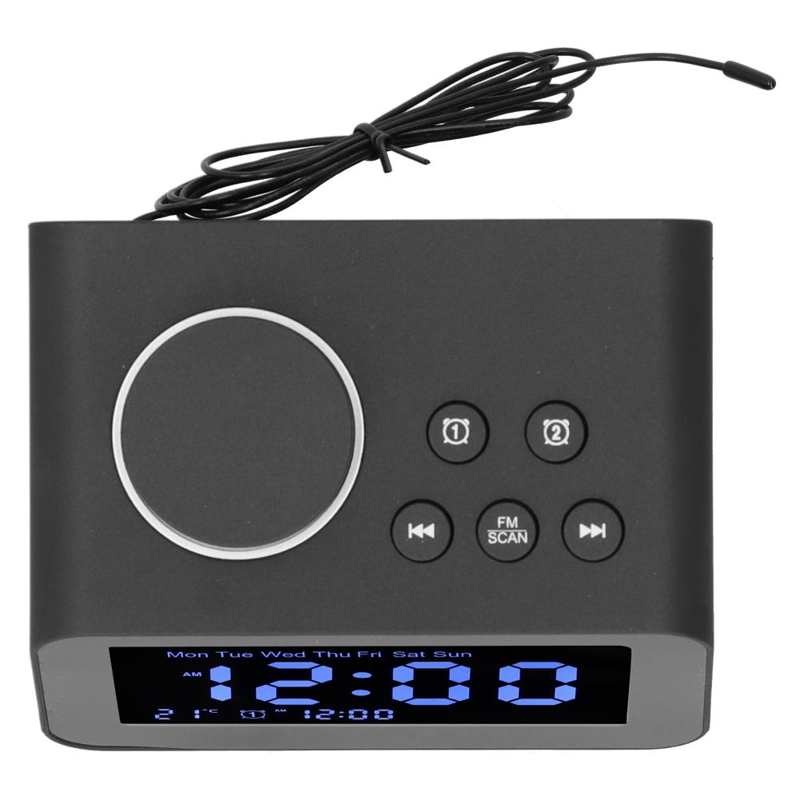 Digital Clock FM Alarm Clock Desktop Digital Radio Clock USB Charging Electronic Alarm Clock for Bedroom US 100-240V Radio Clock
