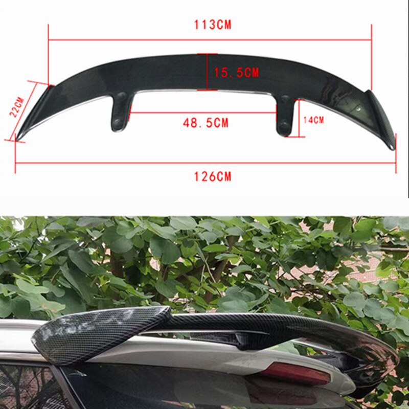 Car Spoiler Universal Fit for F20 E84 F25 CT200 JAZZ MK7 ABS Material Carbon Fiber Racing Sedan Car Rear GT Wing black blank