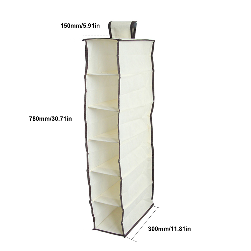 6/10 Layers Hanging Storage Bag Closet Organizer Wardrobe Organizer Clothes Door Storage Pocket Shoes Hanging Closet Organizer: Beige 6 Layers
