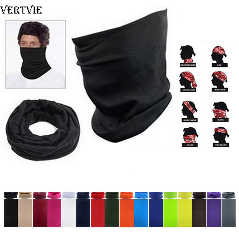 Vertvie dames heren buitensport bandana sjaal hoofddeksel effen kleur gezichtsmasker paardrijden fietsen hoofddoek buis polsband