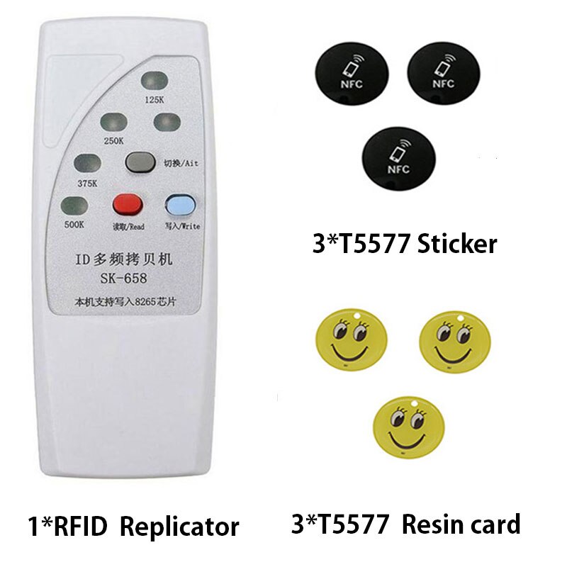 Handheld Rfid Card Reader Rfid Writer T5577 Duplicator 125/250/375/500KHz Card EM4305 Reader Writer Copier: Package 3