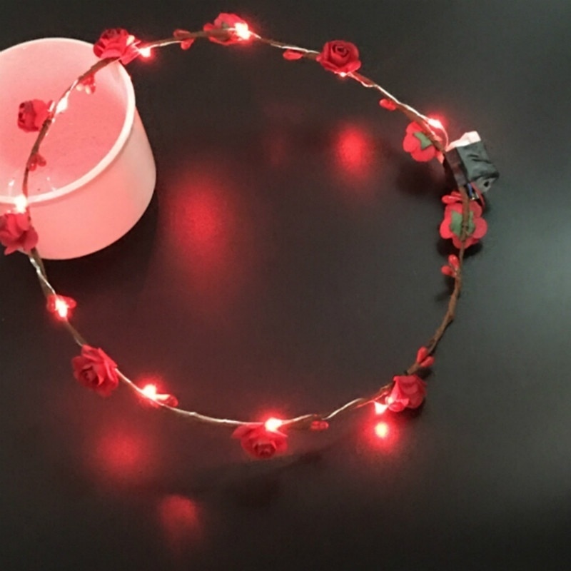 Guirnalda de pelo LED para de boda para mujer, corona, diadema Floral, diadema