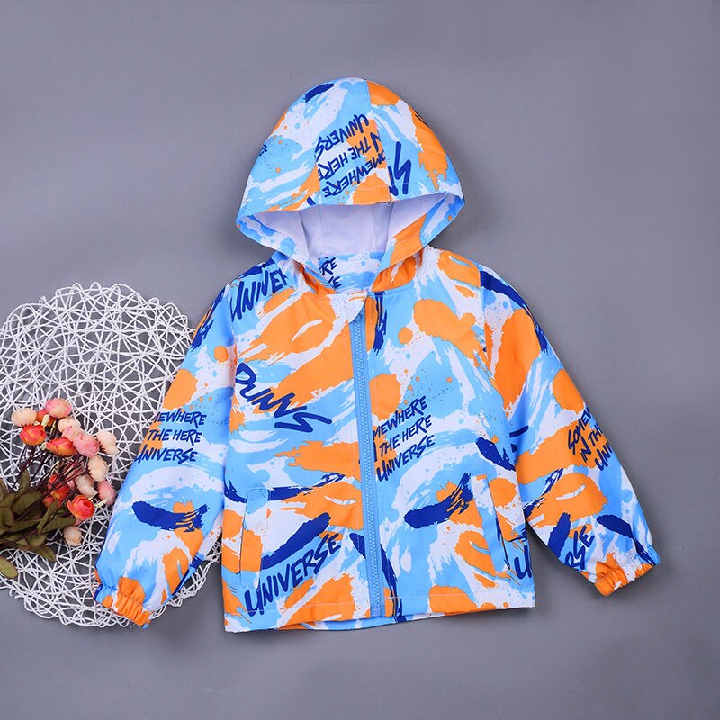 Ins Boys 'Jassen Lente, autumnbaby Jongens 2-7 Jaar Oud Graffiti Winddicht En Ademend Jas 3 Kleuren Peuter Jas: orange / 100