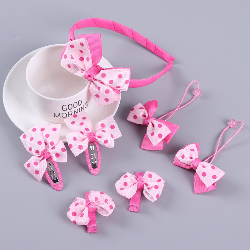Pinzas para el pelo con lazo para niña, 7 Uds., bandas elásticas para el pelo para niña, horquillas, accesorios para el cabello, juego de aros, diadema elástica, banda de goma: a