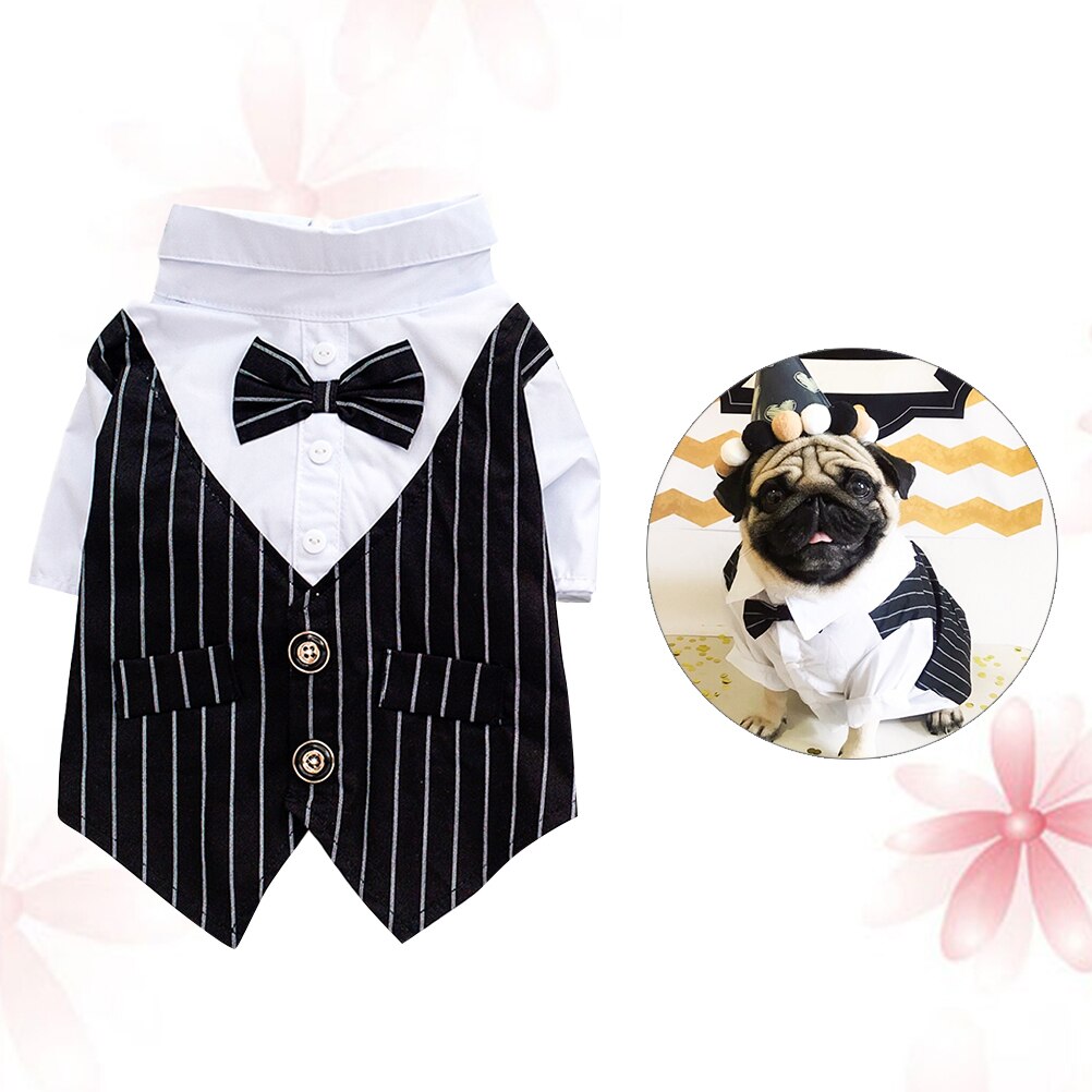 Formelt hundetøj til hunde hvalp kæledyr tøj hund bryllupsdragt kæledyr smoking kostume kæledyr tøj til lille hund (sort, s)