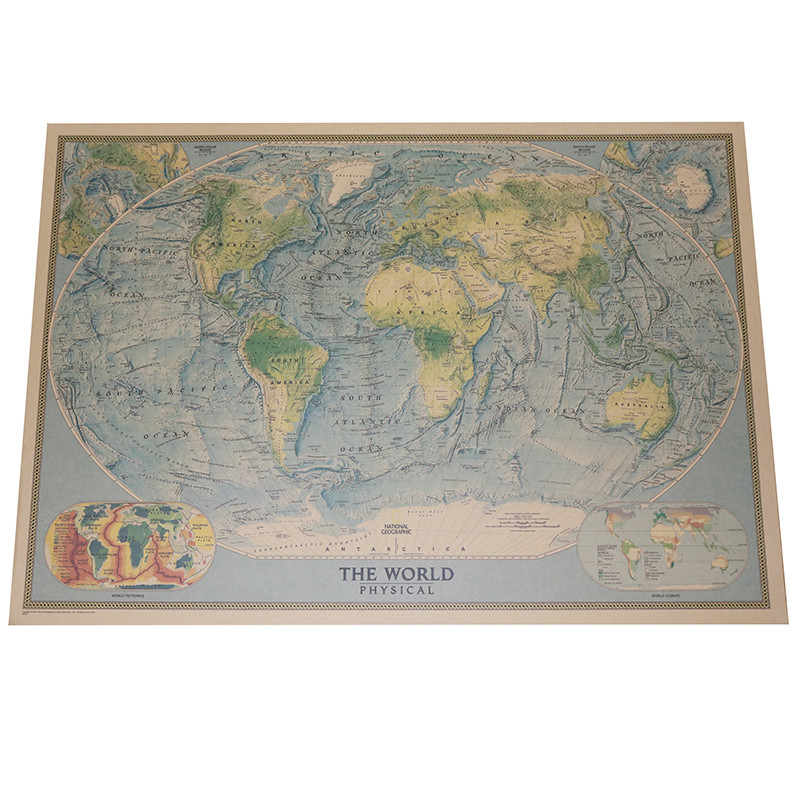 English world map 2 Pcs Business office decorative painting Wall decoration map poster world map 72.5*51.5cm