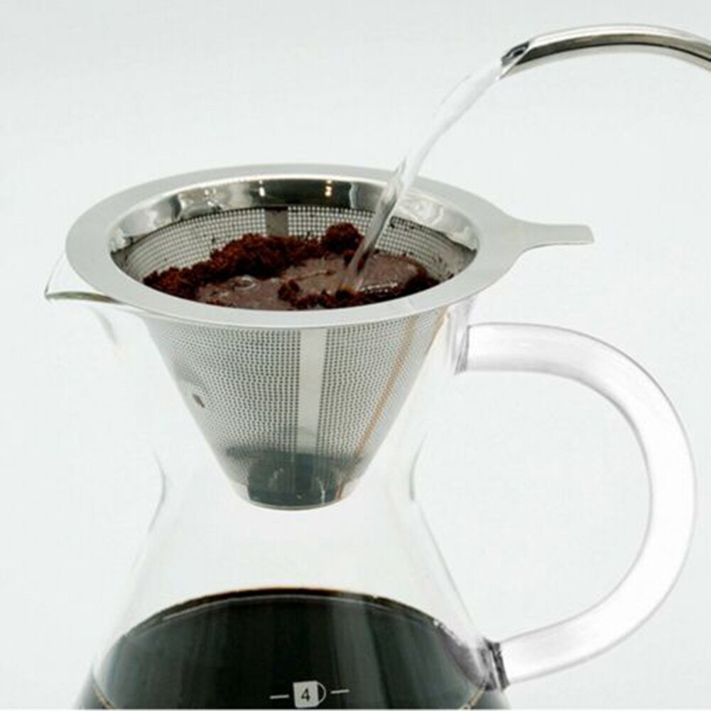 304 Stainless Steel Coffee Filter Reusable Pour Over Cone Dripper Holder Mesh Coffee Baskets Filters