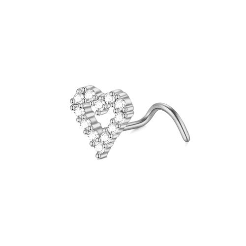 1 pz acciaio chirurgico cristallo anelli penetranti al naso e borchie perno al naso a forma di L zircone anello al naso stile indiano gioielli penetranti Nariz: Placcato platino