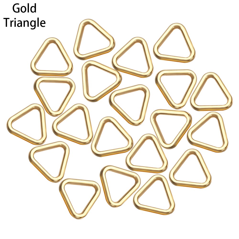 20Pcs 4Mm Mini Ovale/Vierkante/Driehoek Pop Zak Gesp Diy Pop Ultra-Kleine Bagage Kleding schoenen Hardware Onderdelen Accessoires: Gold-Triangle