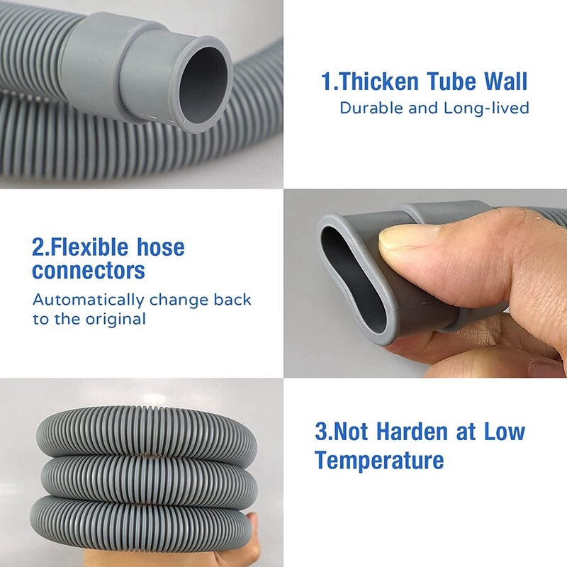 Drain Hose Extension Set Universal Washing Machine Hose 1M, Include Bracket Hose Connector And Hose Clamps Drain Hoses
