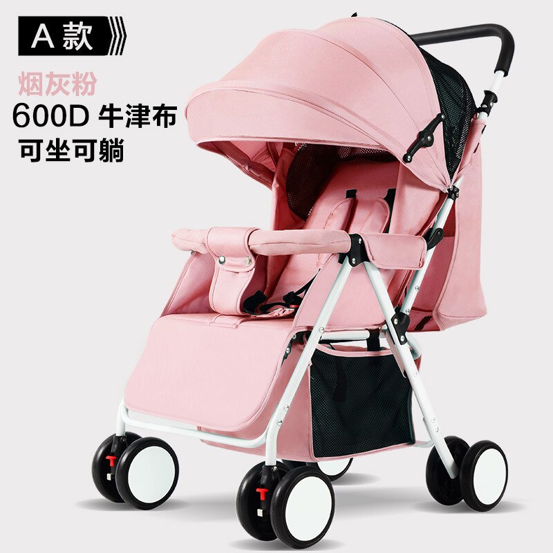 Draagbare Kinderwagen Vouwen Kinderwagen Ultra Lichtgewicht En Handig Kan Sit Lie Baby Eenvoudige Kind Mini Vier Wiel Kar: pink A