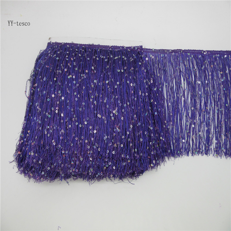 Frange avec franges dentelle | Vêtements en dentelle, style Latin, macramé Samba, danse, Polyester, une bande, 5 mètres, 20cm de largeur,: Purple
